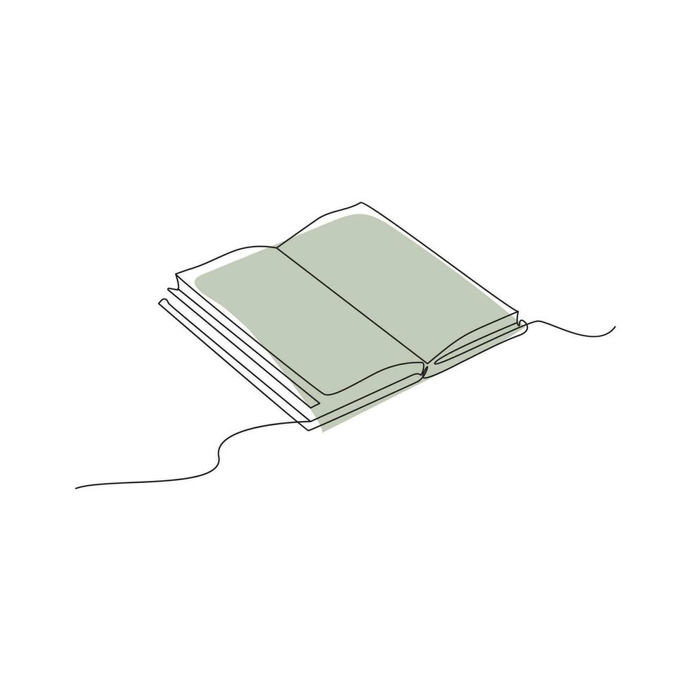 book continuous one  line drawing. open book with flying pages. Vector illustration