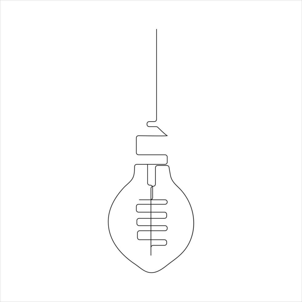 Light bulb continuous single line drawing. line art vector illustration