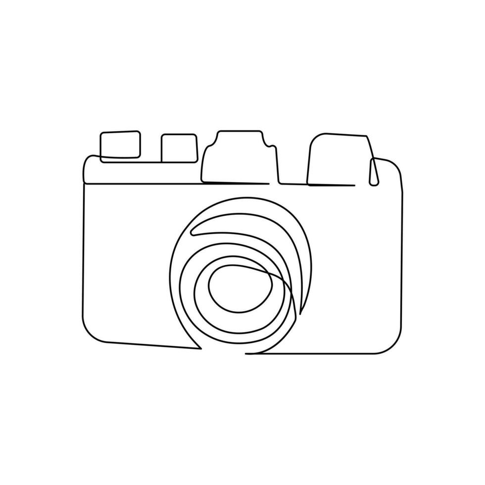 Camera single continuous line drawing. Continuous line draw design graphic vector illustration