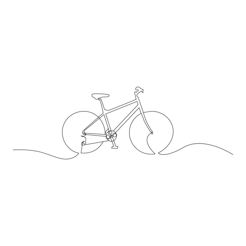 bicycle Single continuous line drawing . Trendy one line draw design vector illustration