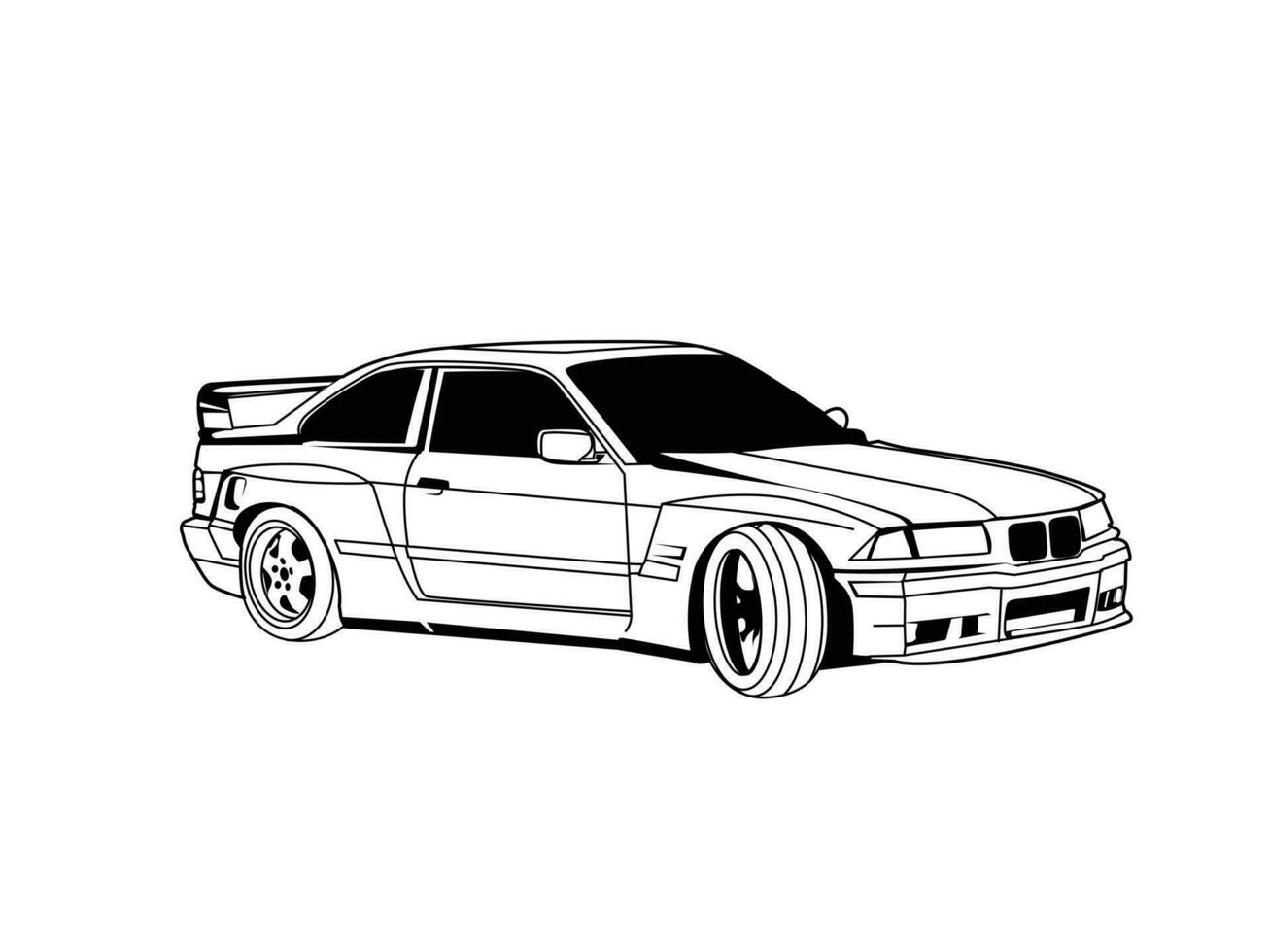 sports car vector line art illustration