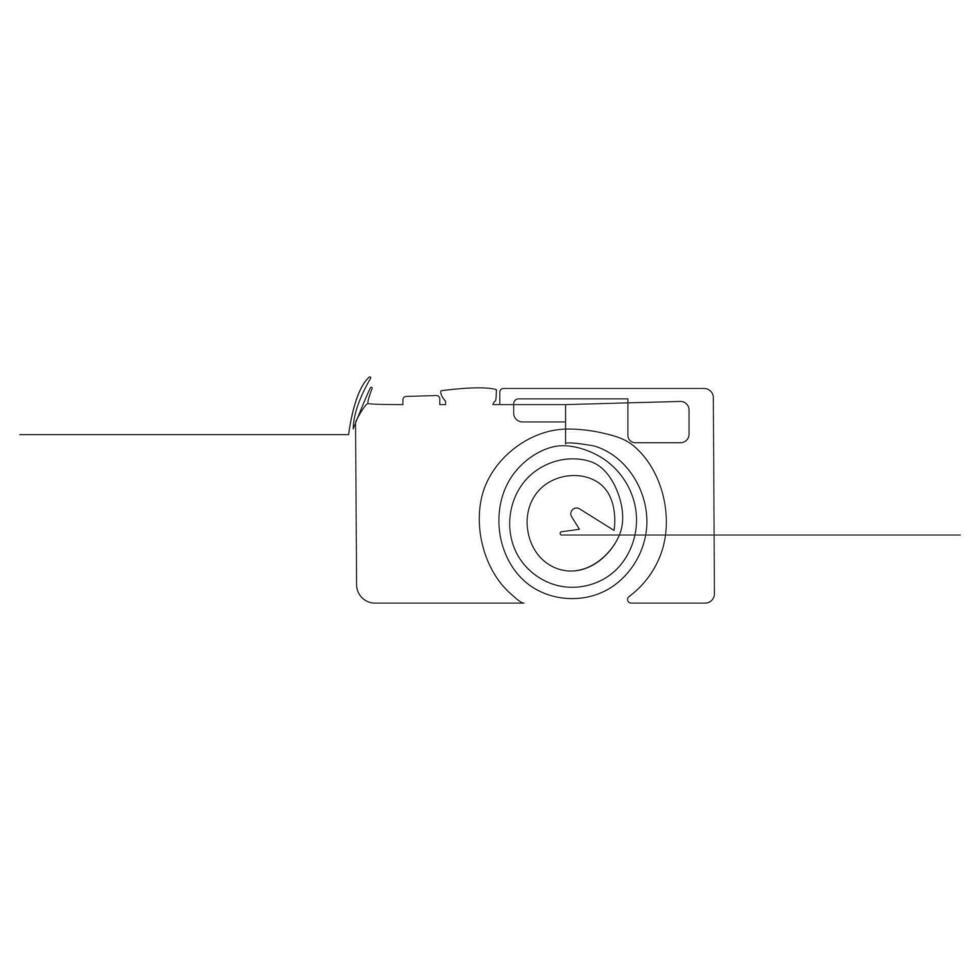 Camera single continuous line drawing. Continuous line draw design graphic vector illustration