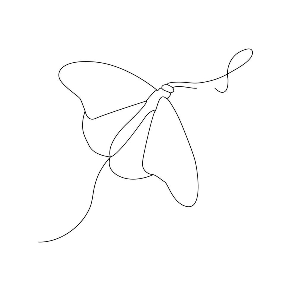 Butterfly continuous One line drawing. Vector illustration of various insect forms in trendy outline style