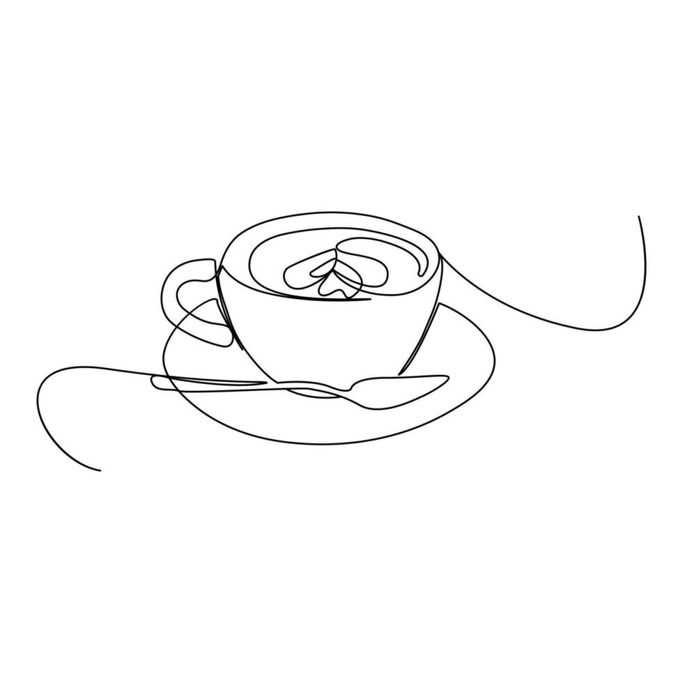 Coffee cup Continuous One line drawing. Line continuous drawing. Vector illustration