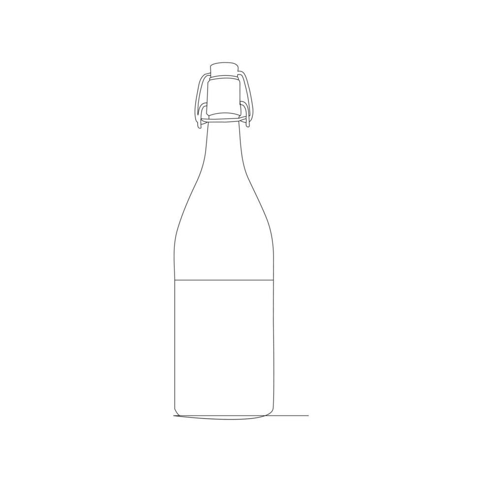 bottle Continuous line drawing. Wine bottle linear icon. One line drawing background. Vector illustration