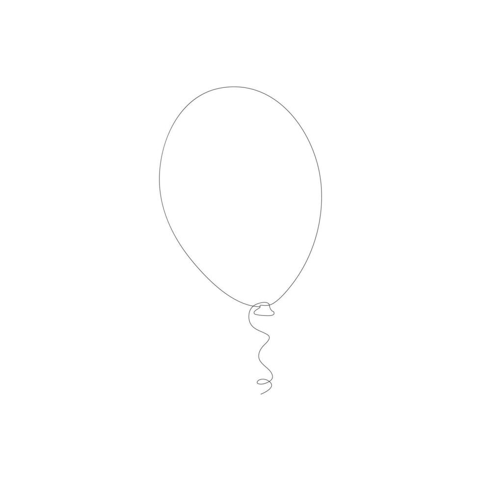 Balloon continuous Single line art, One sketch outline drawing vector illustration