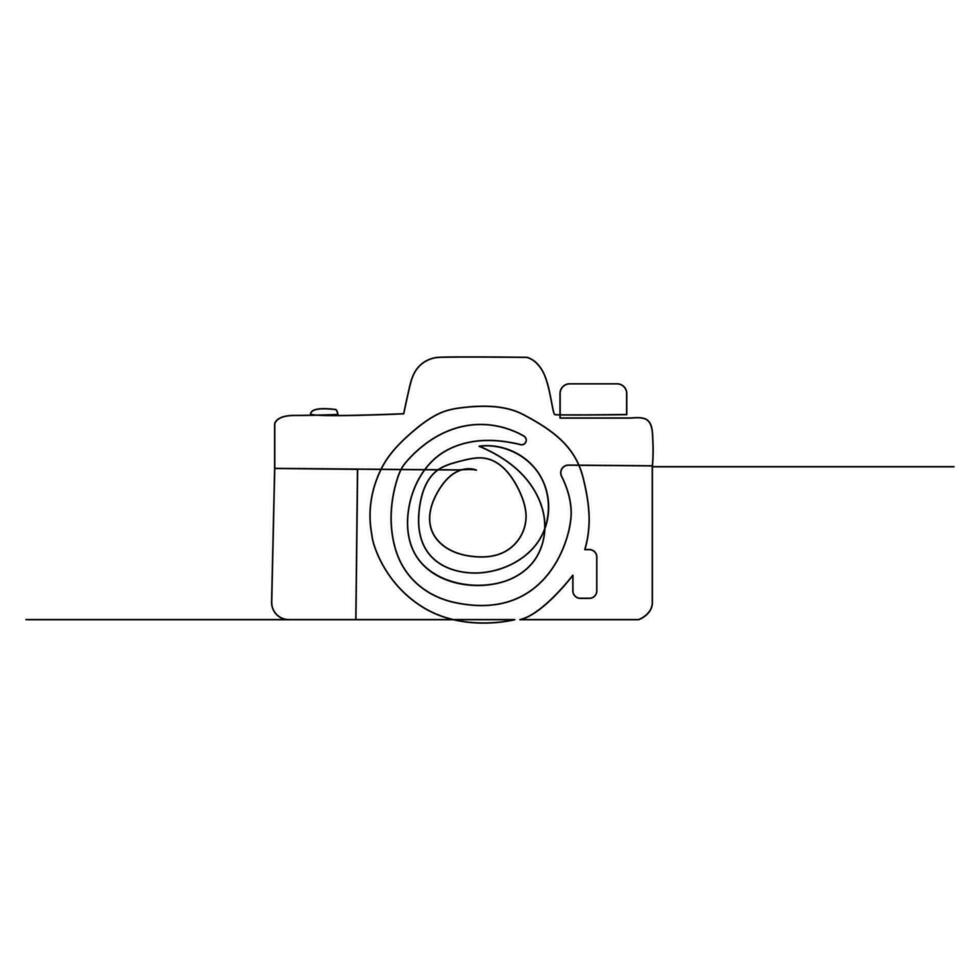 Camera single continuous line drawing. Continuous line draw design graphic vector illustration