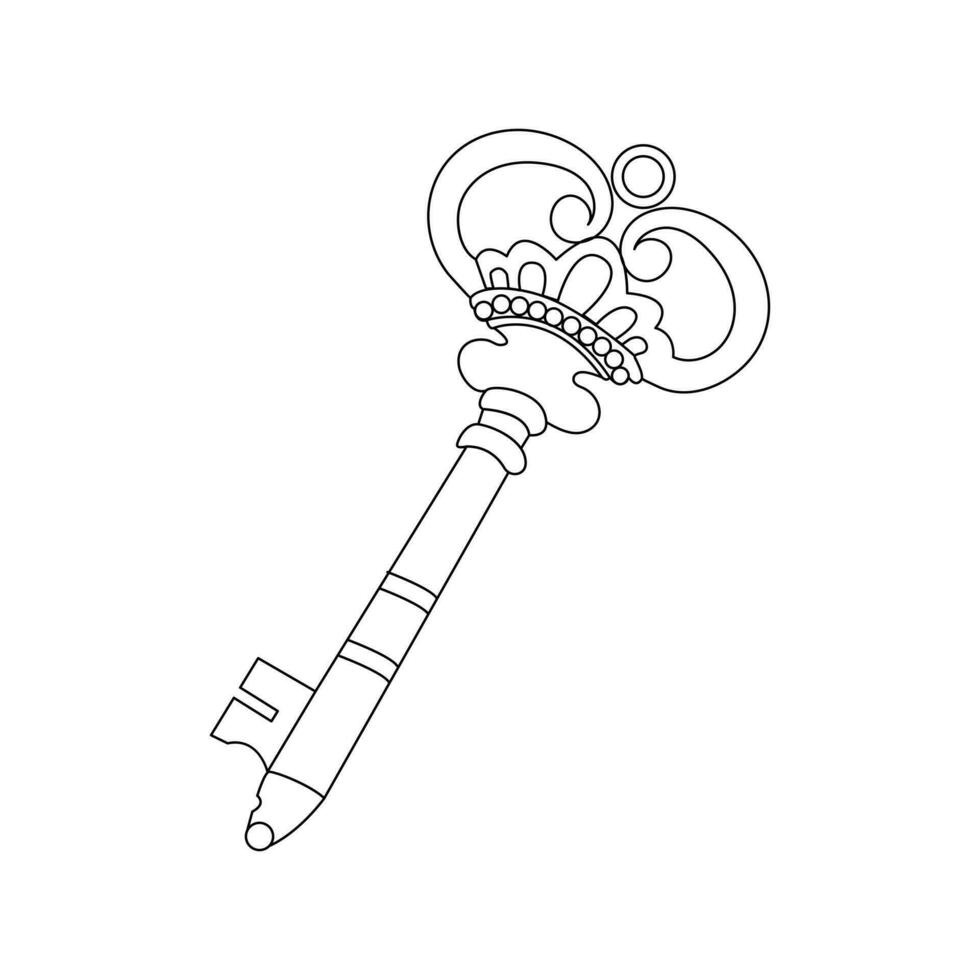 House lock key continuous one line vector art illustration and single outline simple  key  design