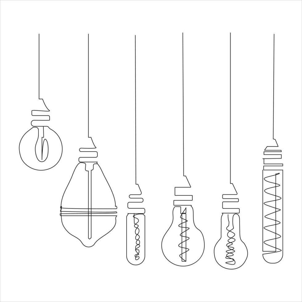 Light bulb continuous single line drawing. line art vector illustration