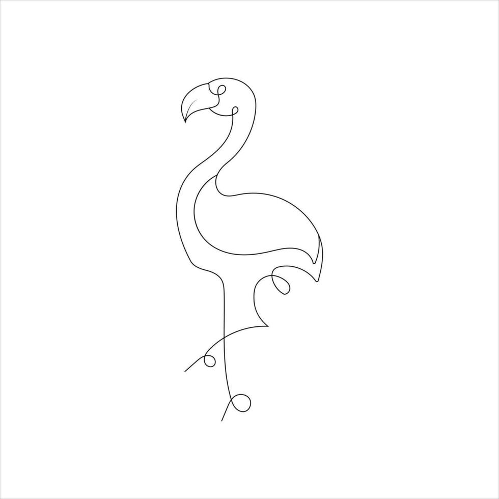 garza pájaro soltero continuo línea dibujo cigüeña pájaro en vuelo negro lineal bosquejo aislado en blanco antecedentes. vector ilustración