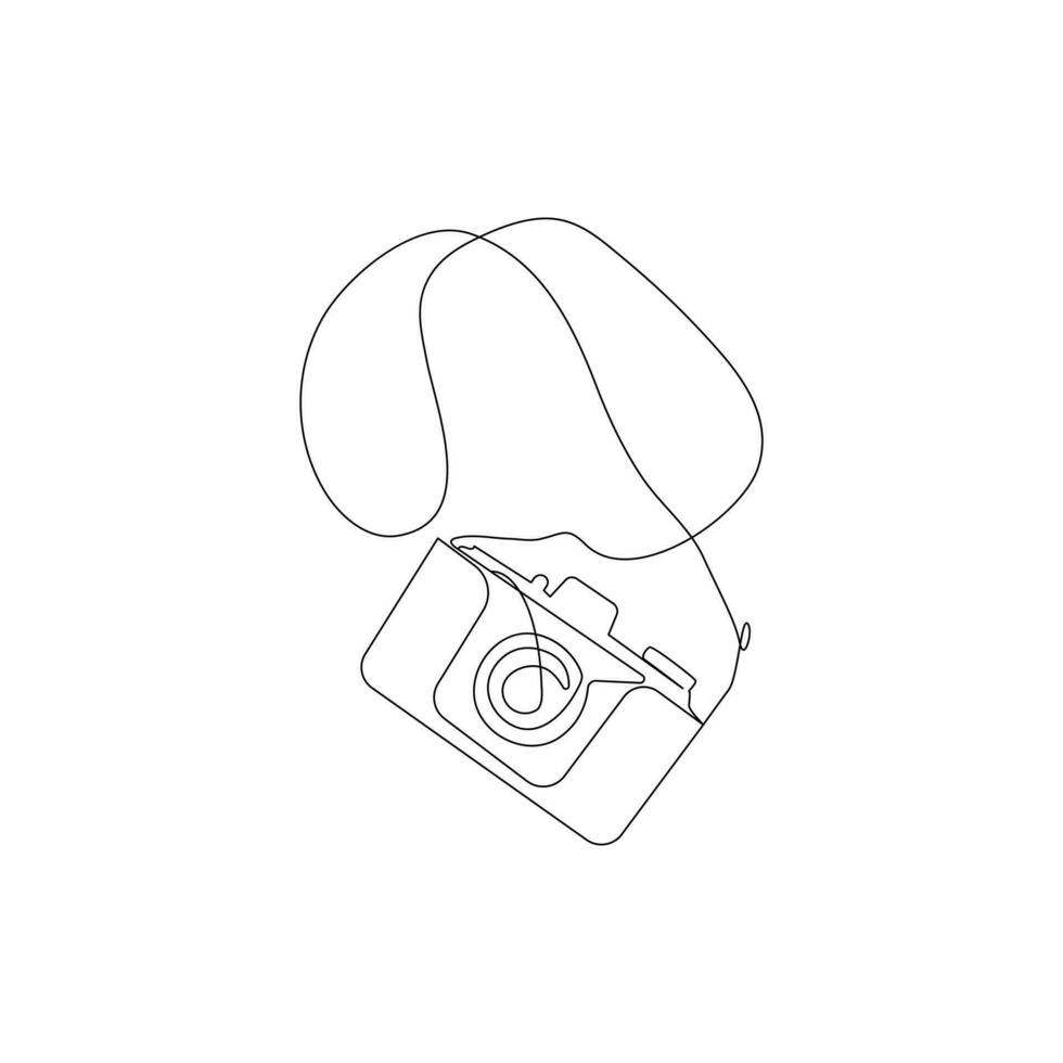 Camera single continuous line drawing. Continuous line draw design graphic vector illustration