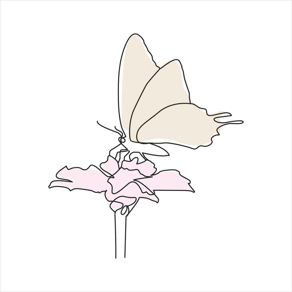 mariposa continuo uno línea dibujo. vector ilustración de varios insecto formas en de moda contorno estilo