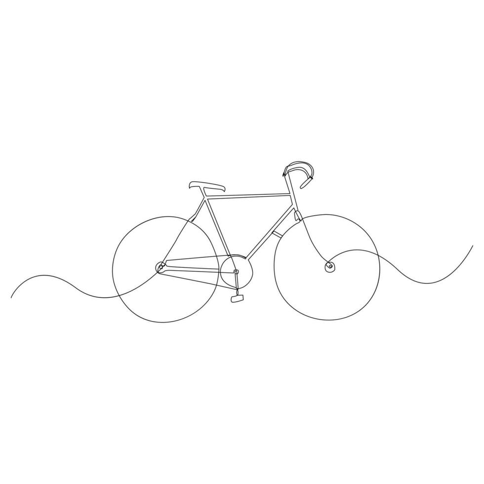 bicycle Single continuous line drawing . Trendy one line draw design vector illustration