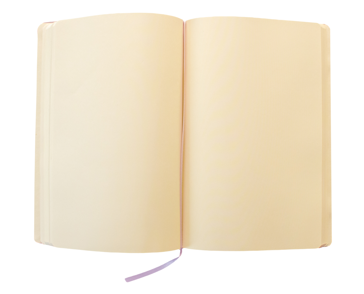 Open blank notebook on transparent background. Notebook sheet png. png