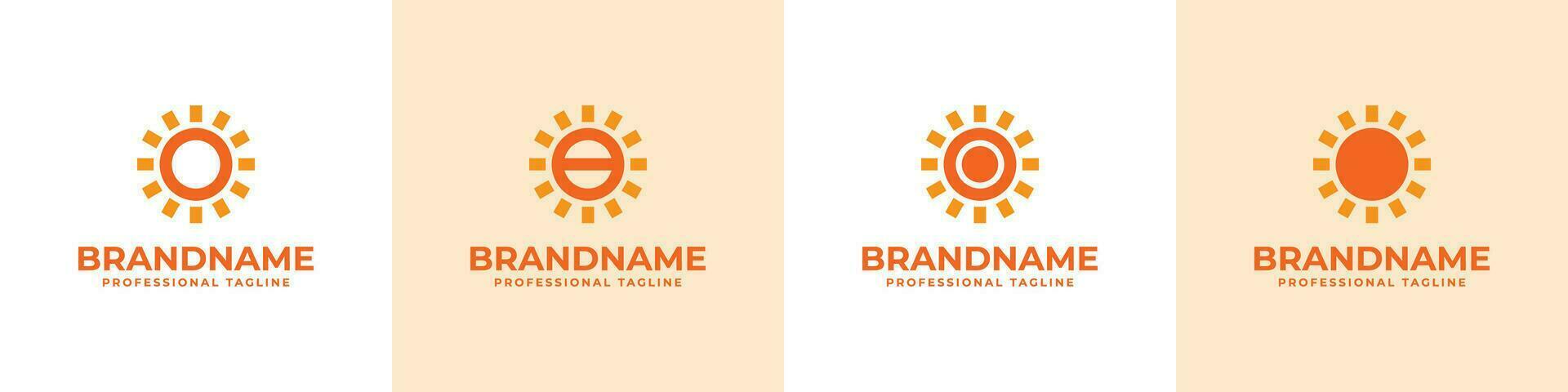 Letter O Sun Logo Set, suitable for business related to solar with O initial vector