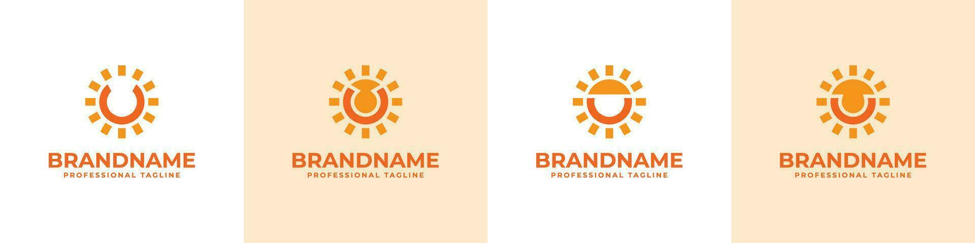 Letter U Sun Logo Set, suitable for business related to solar with U initial vector