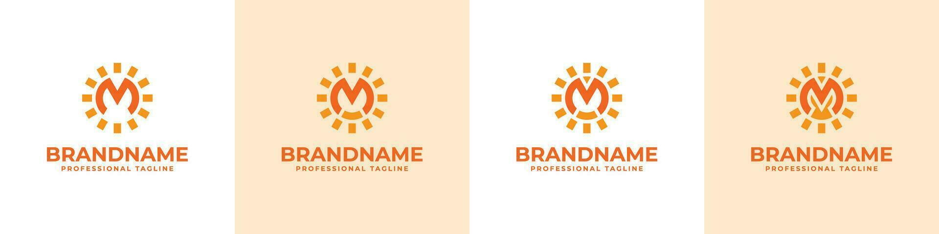 Letter M Sun Logo Set, suitable for business related to solar with M initial vector
