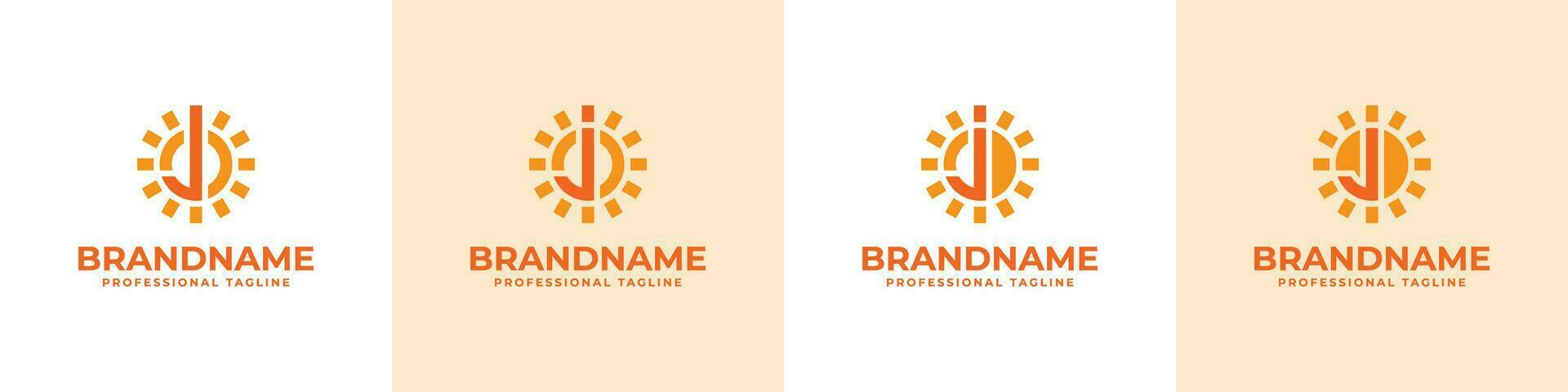 Letter J Sun Logo Set, suitable for business related to solar with J initial vector