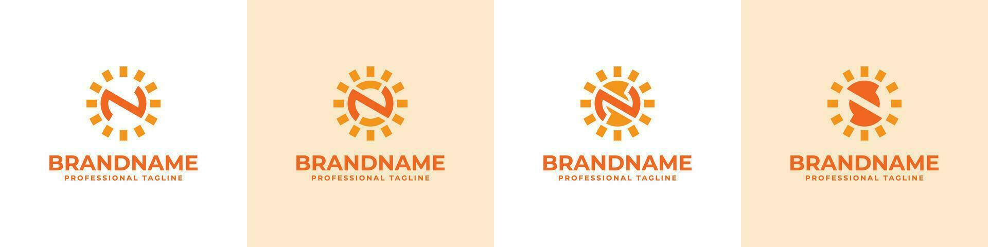Letter N Sun Logo Set, suitable for business related to solar with N initial vector
