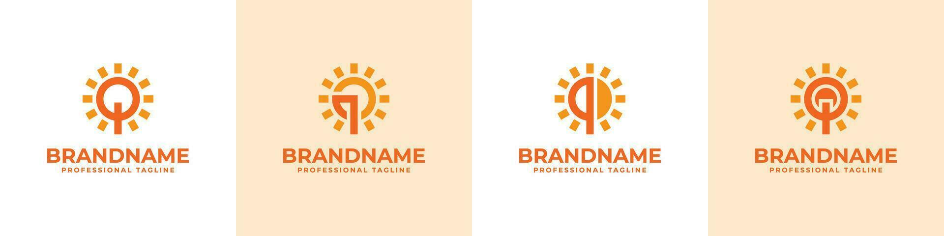 Letter Q Sun Logo Set, suitable for business related to solar with Q initial vector