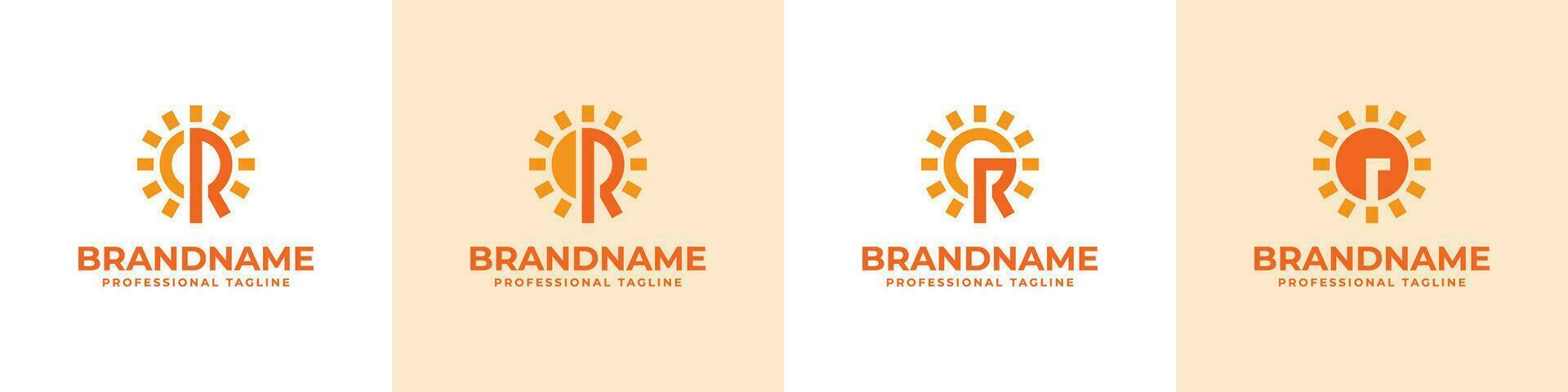 Letter R Sun Logo Set, suitable for business related to solar with R initial vector