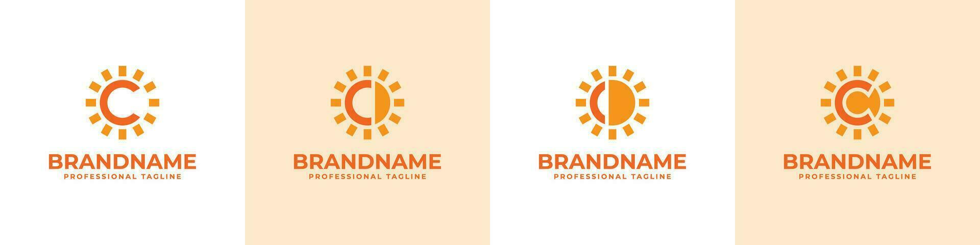 Letter C Sun Logo Set, suitable for business related to solar with C initial vector