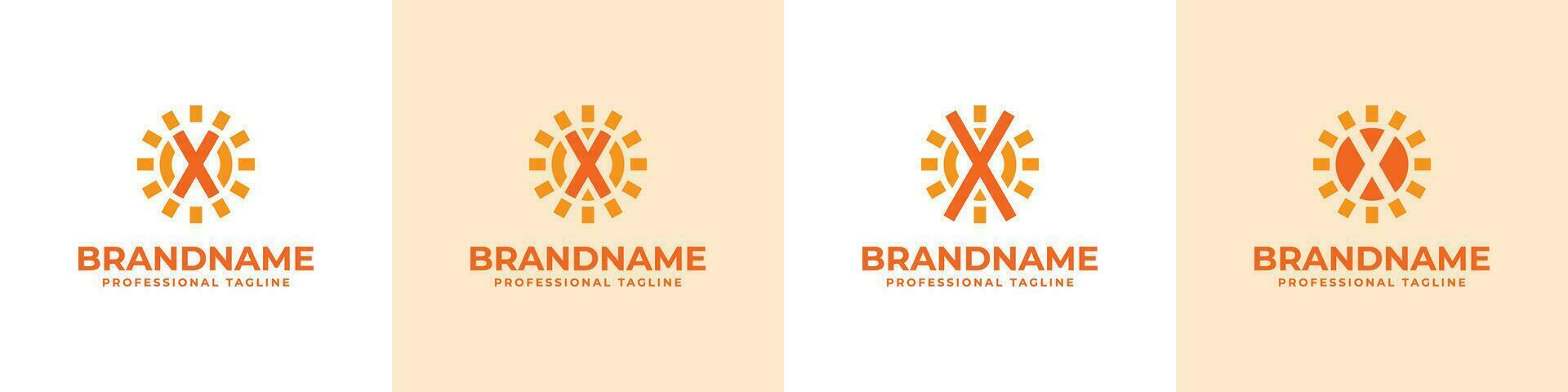 Letter X Sun Logo Set, suitable for business related to solar with X initial vector