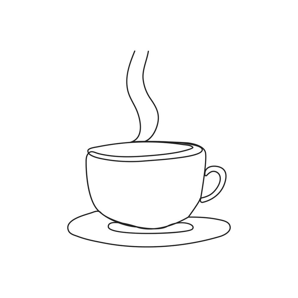 café taza continuo uno línea dibujo. línea continuo dibujo. vector ilustración