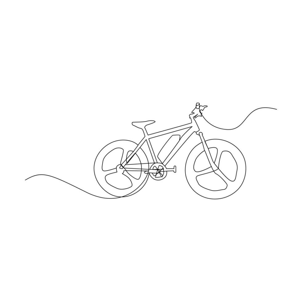 bicicleta soltero continuo línea dibujo . de moda uno línea dibujar diseño vector ilustración