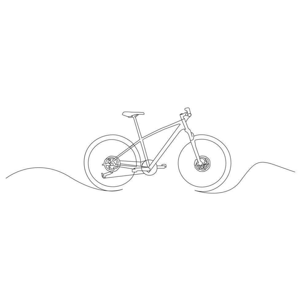 bicycle Single continuous line drawing . Trendy one line draw design vector illustration