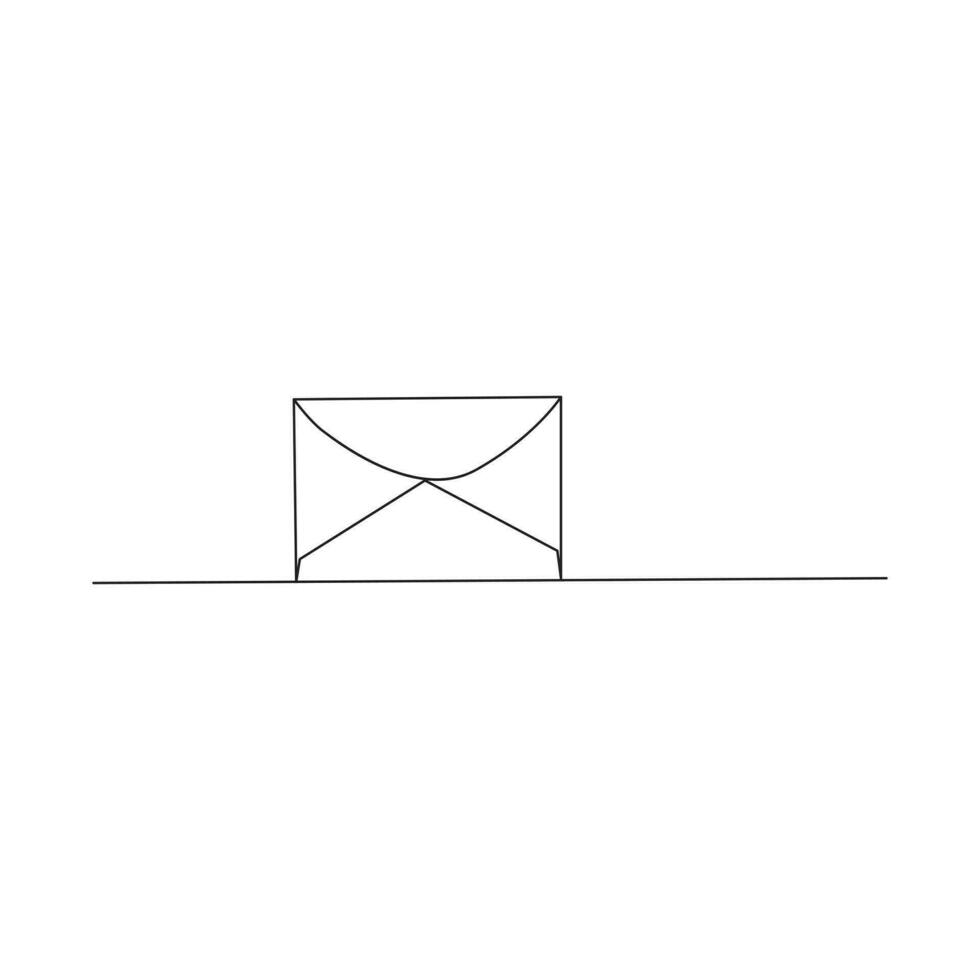 envelope letter continuous One  line drawing. Email message post letter send illustration sketch outline vector