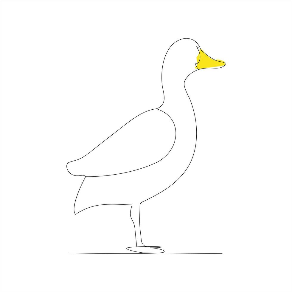 A duck Continuous single line drawing vector illustration. Continuous outline of Animal bird icon.