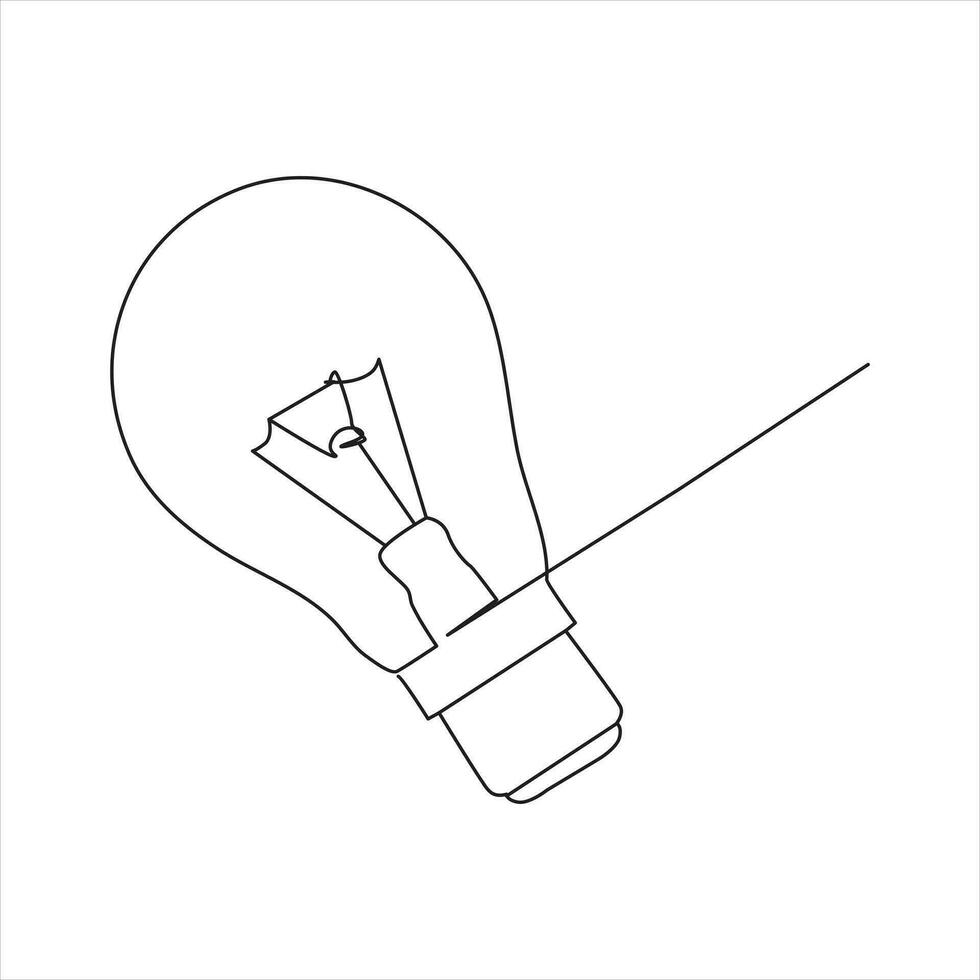 Light bulb continuous single line drawing. line art vector illustration