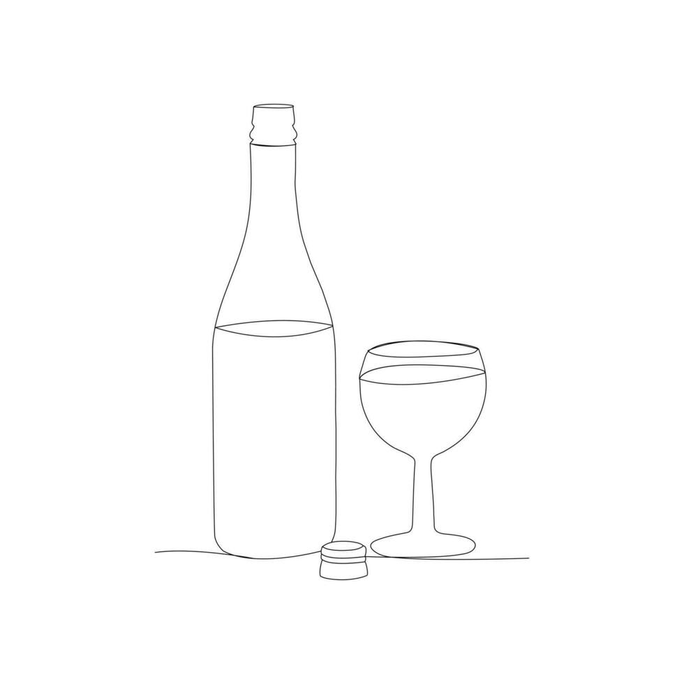 botella y lentes continuo uno línea Arte. de moda estilo diseño vector ilustración