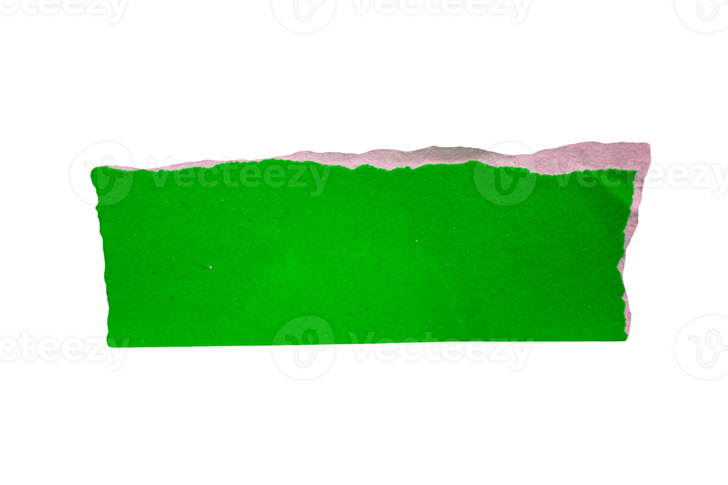 Ripped green paper on transparent background. Torn paper png photo.