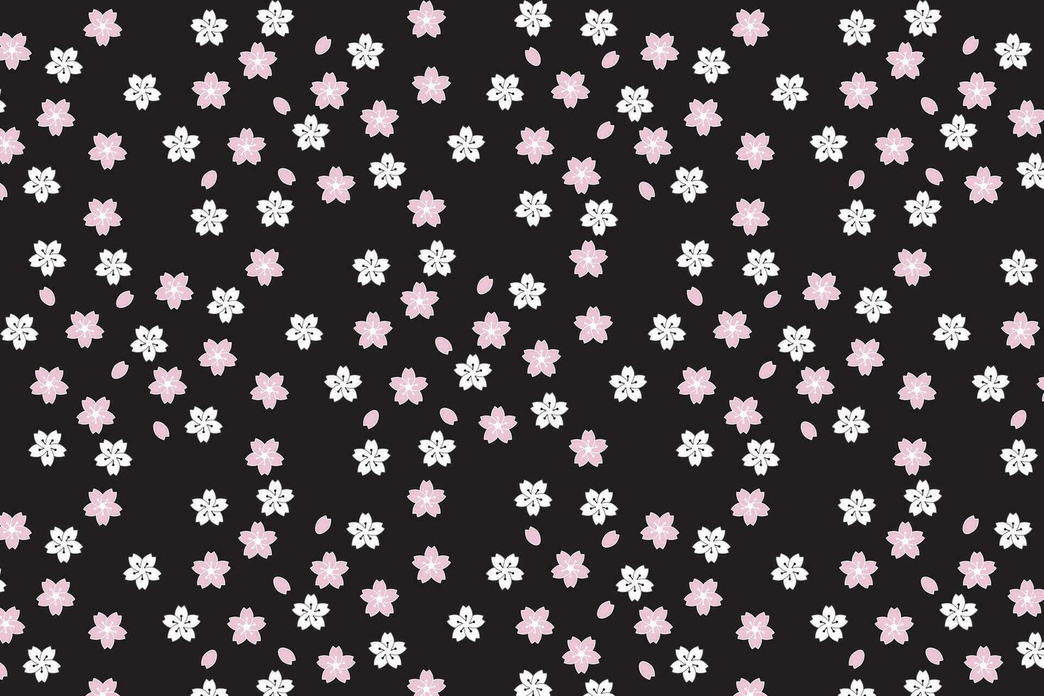 Illustration, Abstract sakura flower on black background. vector