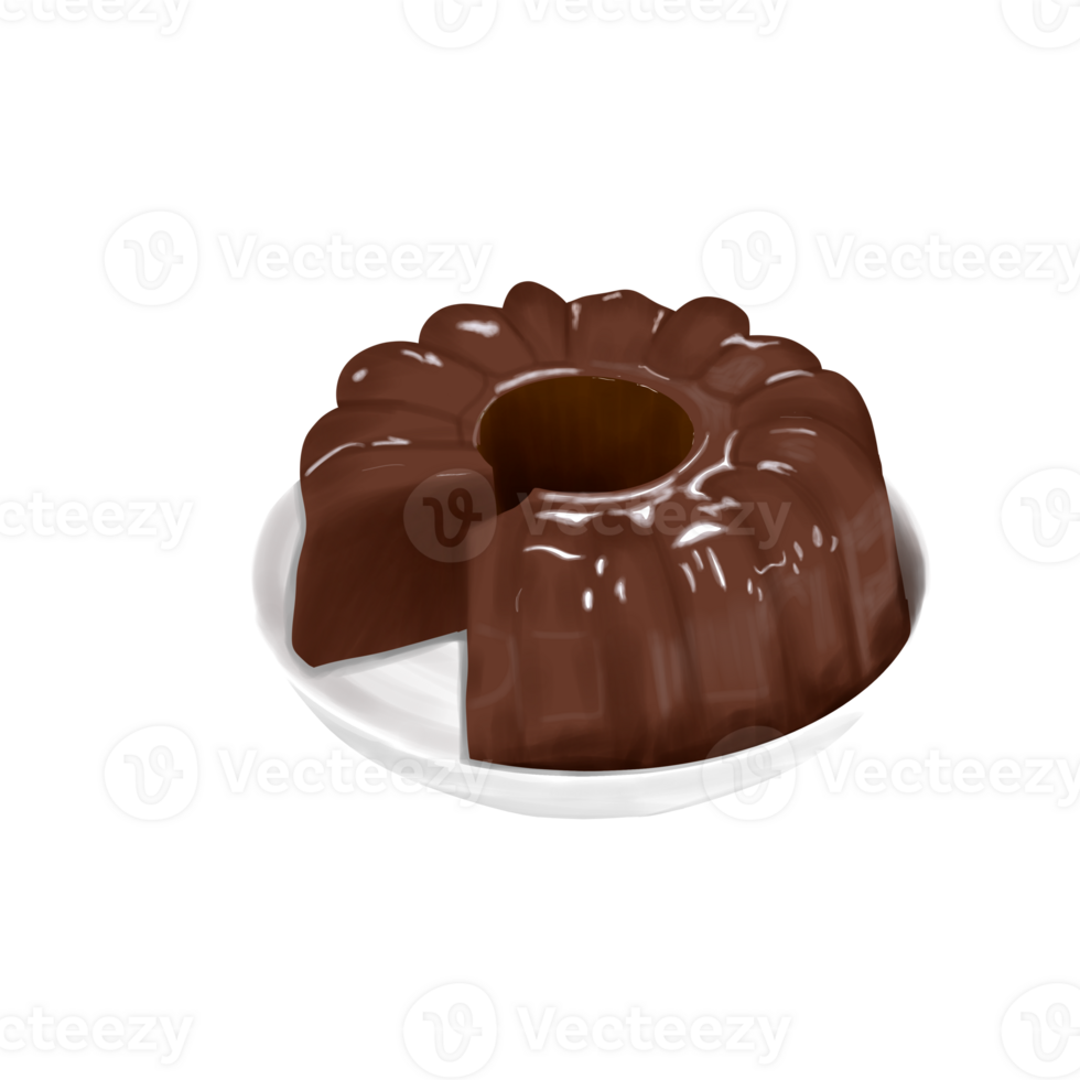 Illustration of chocolate pudding that has been slightly cut png