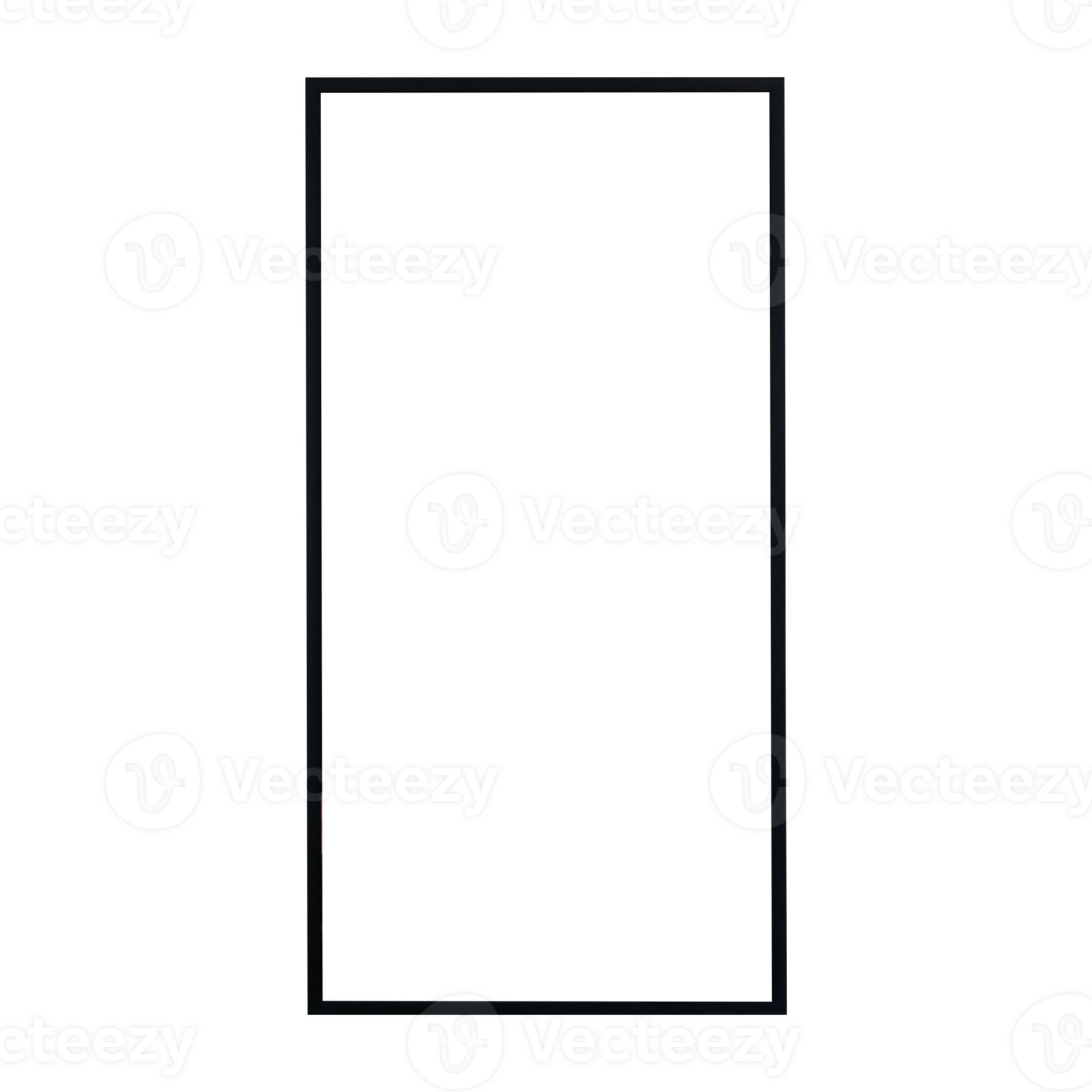 Vertical black wooden picture frame, Black picture frame isolated