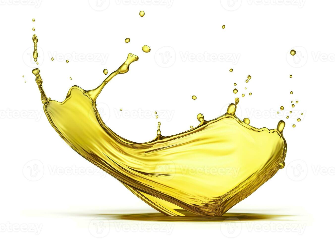 AI generated Olive or engine oil splash, cosmetic serum liquid isolated on white background. Generative AI photo