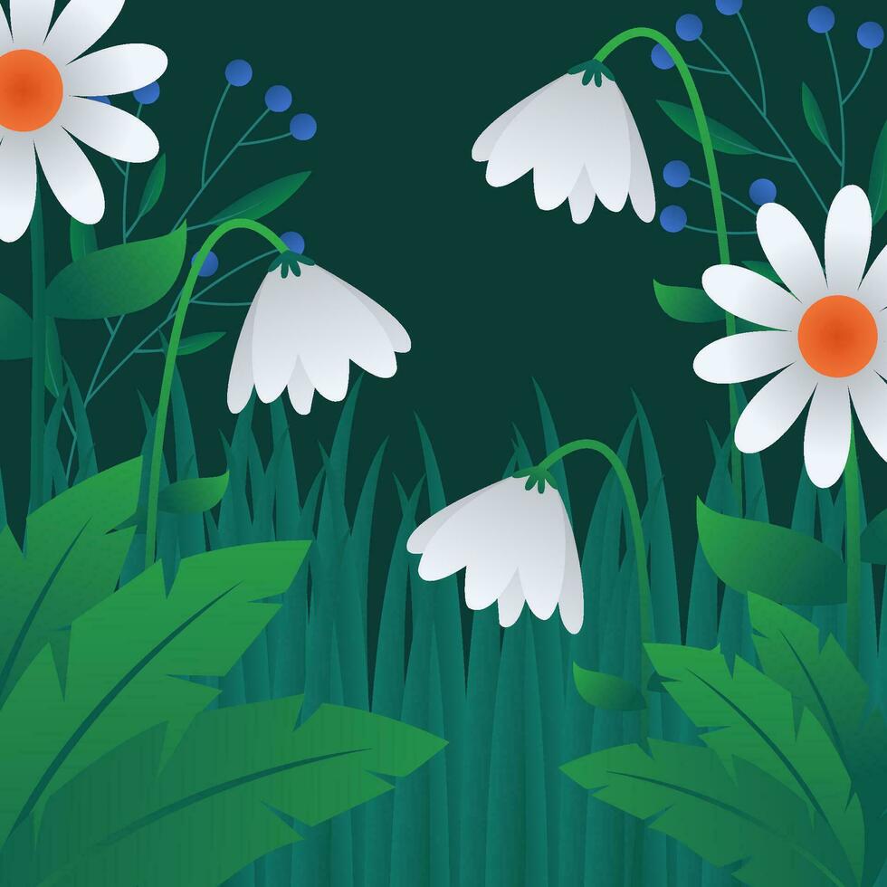 daisy garden flowers nature background illustration vector