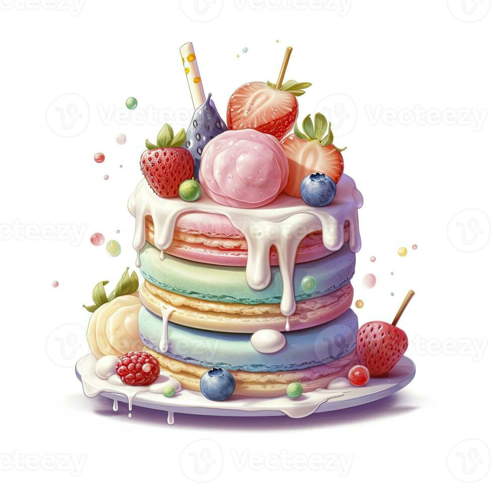 AI generated Set of Cake piece illustration on white background. AI Generated photo