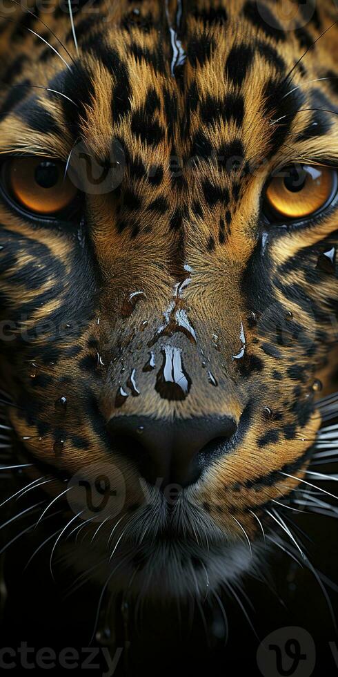 AI generated Leopard macro photography. AI Generated photo