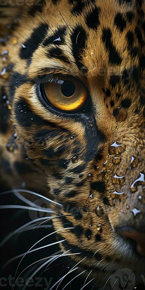 AI generated Leopard macro photography. AI Generated photo