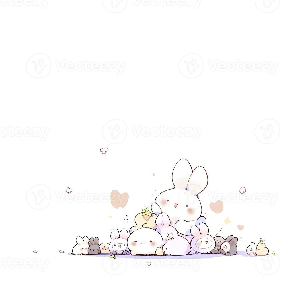 AI generated Happy animals white background. AI Generated photo