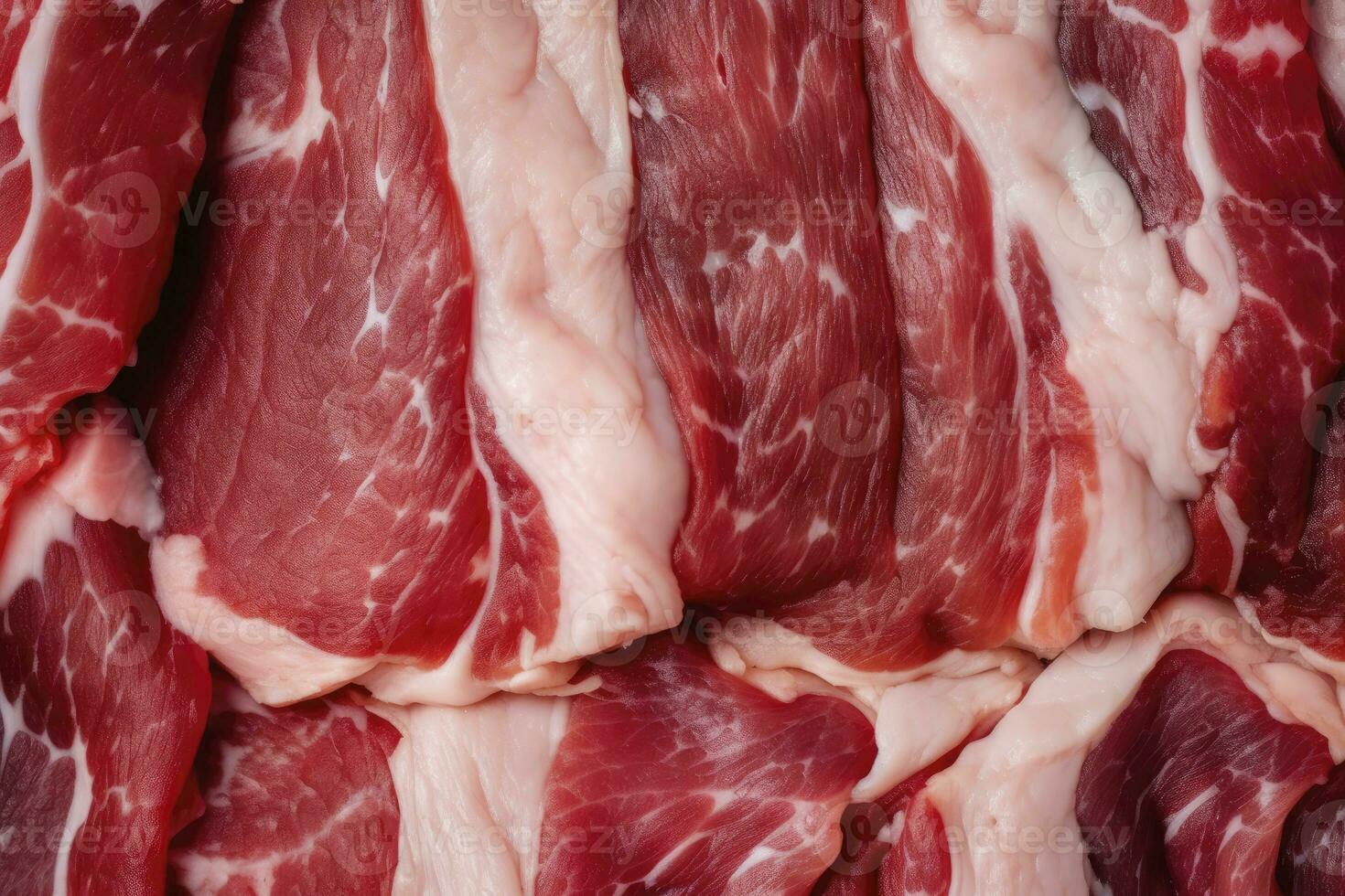 AI generated Macro shot of pork meat. Meat textured background. Beef steak is raw and juicy. AI Generated photo