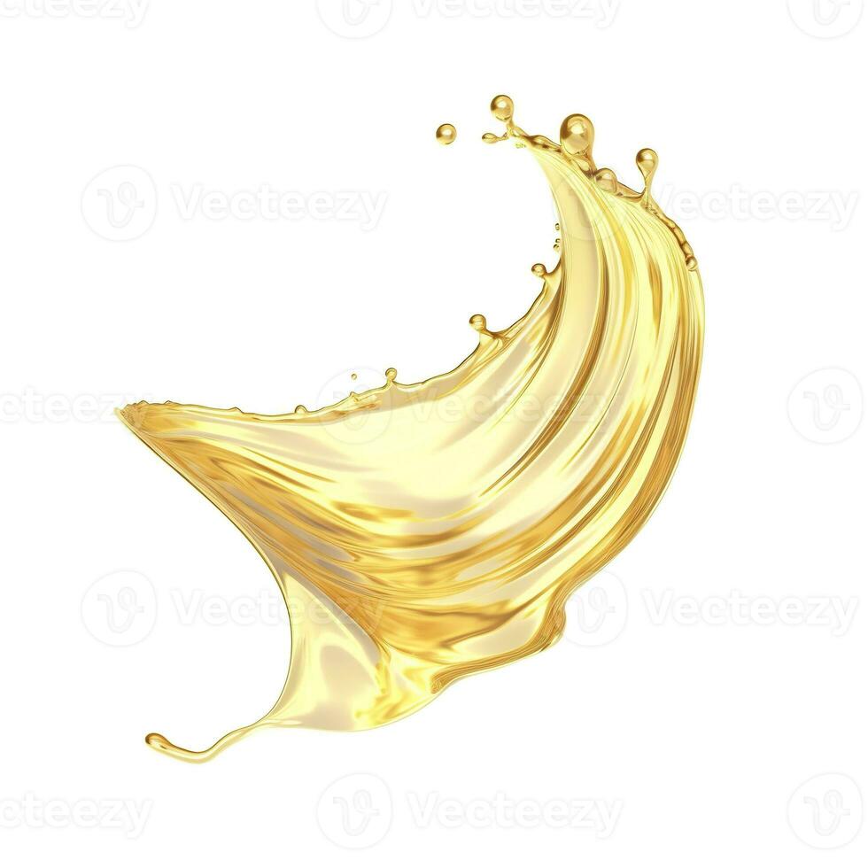 AI generated Golden Oil or Cosmetic essence splash isolated on white background, 3d illustration. AI Generated photo