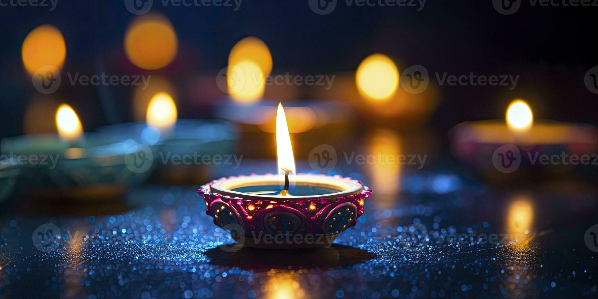 AI generated Happy Diwali. Diya oil lamps were lit during the celebration. AI Generated photo