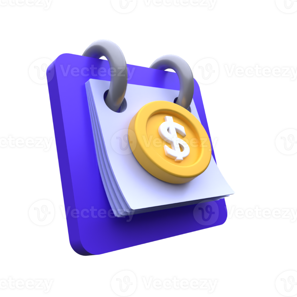 unique 3d rendering payment schedule icon simple.Realistic vector illustration. png