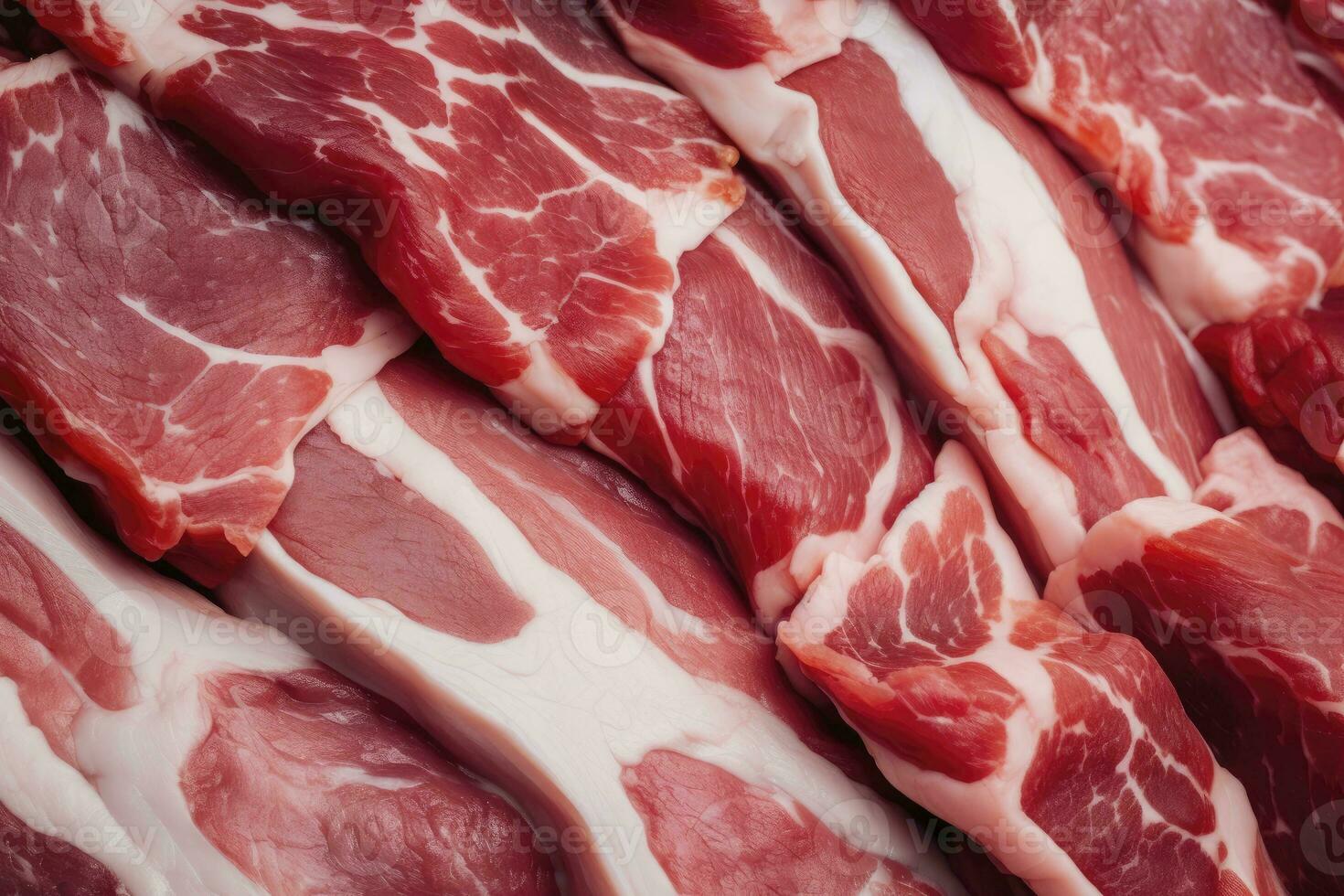 AI generated Macro shot of pork meat. Meat textured background. Beef steak is raw and juicy. AI Generated photo