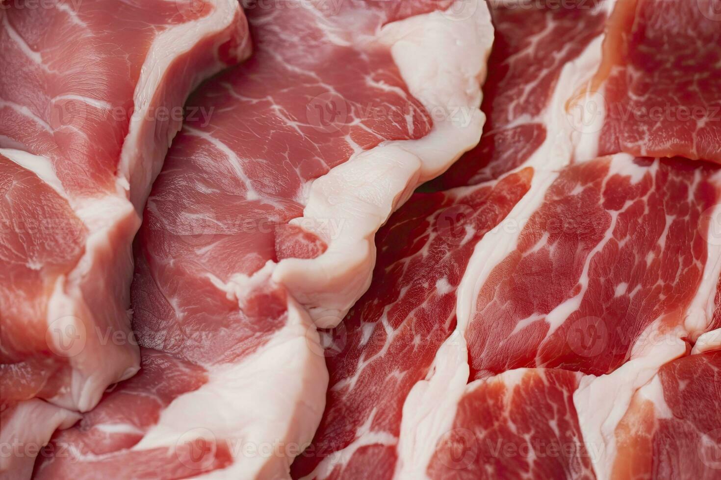 AI generated Macro shot of pork meat. Meat textured background. Beef steak is raw and juicy. AI Generated photo